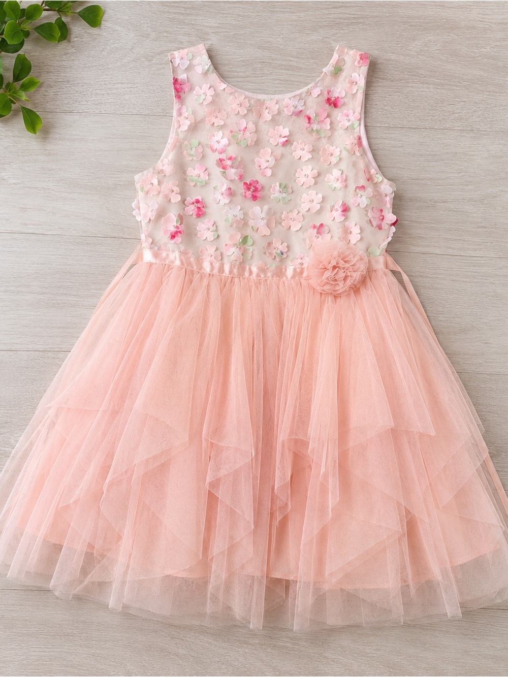 Jona Michelle Girls Size 7 Pink Floral Tulle Party Dress